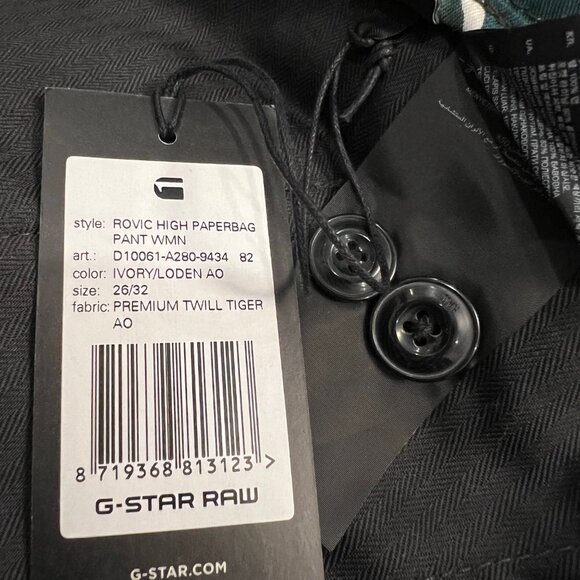 NEW G-Star RAW High Waist Paperbag Twill Military Pants Trousers, W26 L32 - Picture 14 of 16